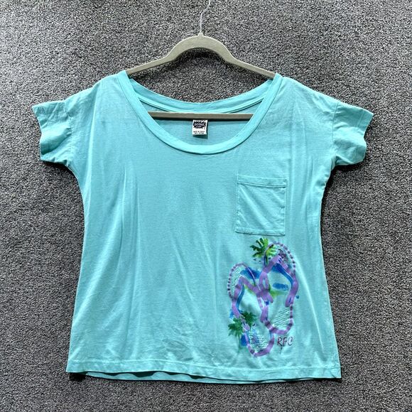 RAINFOREST Tops - Rainforest‎ Cafe T-Shirt Top Small Blue Pocket Tee Beach Sequin Casual Souvenir